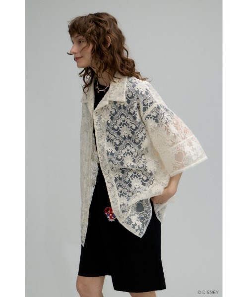 Disney SERIES CREATED by MUS(ディズニーシリーズクリエイテッドバイエムユーエス)の「MD MM LACE シャツ(シャツ/ブラウス・レディース・ブラック/ホワイト・FREE)」の2枚目の写真