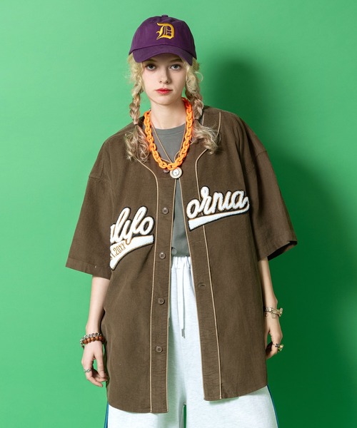 a.p.o.v.（エーピーオービー）の「a.p.o.v. サガラ刺繍ワッペンコーデュロイオーバーサイズベースボールシャツ（シャツ/ブラウス・メンズ・ブラウン/ネイビー/アイボリー・ONESIZE）」の3枚目の写真