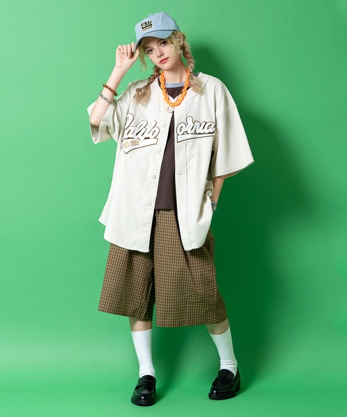 a.p.o.v.（エーピーオービー）の「a.p.o.v. サガラ刺繍ワッペンコーデュロイオーバーサイズベースボールシャツ（シャツ/ブラウス・メンズ・ブラウン/ネイビー/アイボリー・ONESIZE）」の7枚目の写真