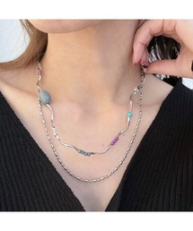 tone（トーン）の「【mamo】ウェーブライン&カラフルビーズ2連ネックレス(MA)（ネックレス）」