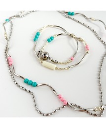 tone（トーン）の「【mamo】ウェーブライン&カラフルビーズ2連ネックレス(MA)（ネックレス）」