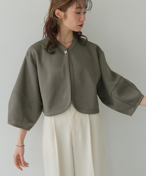 CLEIO（クレイオ）の「【CLEIO】ダンボールカットソーカーディガン DUMBLE CUTSEW CARDIGAN（カーディガン/ボレロ・レディース・アイボリー/チャコールグレー・FREE）」の22枚目の写真