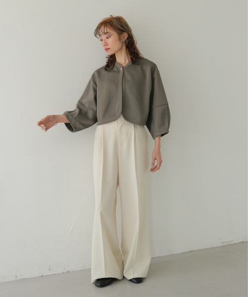 CLEIO（クレイオ）の「【CLEIO】ダンボールカットソーカーディガン DUMBLE CUTSEW CARDIGAN（カーディガン/ボレロ・レディース・アイボリー/チャコールグレー・FREE）」の5枚目の写真