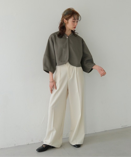 CLEIO（クレイオ）の「【CLEIO】ダンボールカットソーカーディガン DUMBLE CUTSEW CARDIGAN（カーディガン/ボレロ・レディース・アイボリー/チャコールグレー・FREE）」の7枚目の写真