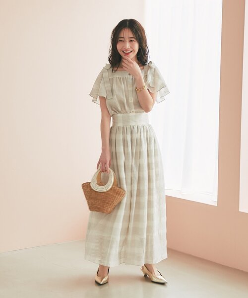 La boutique BonBon(ラブティックボンボン)の「【セットアップ可・お上品愛され】シアーチェックリボンショルダーブラウス(シャツ/ブラウス・レディース・サックスブルー/オフホワイト・FREE)」の11枚目の写真