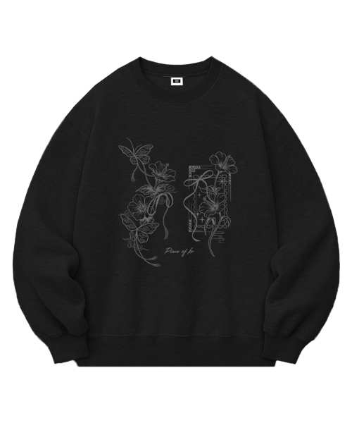 RANDOMOFF(ランダムオフ)の「FLOWER KNOT OVER FIT SWEATSHIRT (3color)(スウェット・レディース・ネイビー/ホワイト/ブラック・SMALL/MEDIUM/LARGE/X-LARGE)」の4枚目の写真
