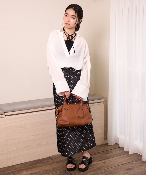 mysty woman(ミスティウーマン)の「コットンシアースキッパーシャツ 678692(シャツ/ブラウス・レディース・サックスブルー/ブラック/オフホワイト・FREE)」の10枚目の写真