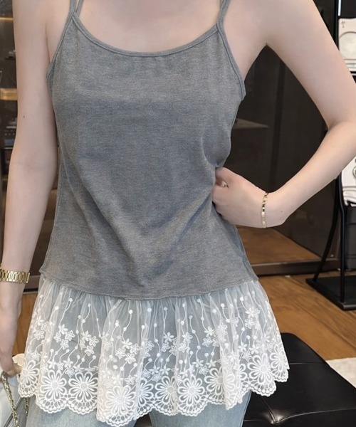美品　定価46,200 LACE キャミソール PEACH JOHN 【肌に優しいオーガニックコットン。リブが伸びて