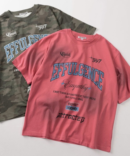 SlashDate（スラッシュデイト）の「【82】スプレー加工 カモフラ柄 グラフィックロゴ クルーネックTシャツ/ユニセックス/レディース/メンズ（Tシャツ/カットソー・メンズ・ブラック/アイボリー/カモフラージュ/ピンク・M/L）」の3枚目の写真