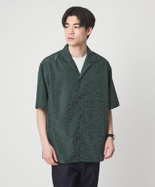 green label relaxing(グリーンレーベルリラクシング)の「リネンライク ジャガード オープンカラー 半袖 シャツ(シャツ/ブラウス・メンズ・ダークグリーン/グレー系/ネイビー・L/XL/M/S)」の7枚目の写真