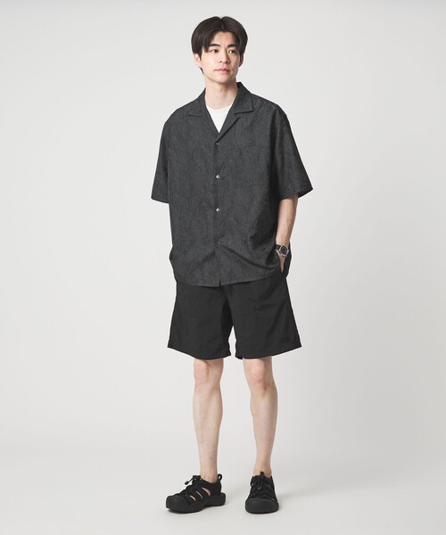 green label relaxing(グリーンレーベルリラクシング)の「リネンライク ジャガード オープンカラー 半袖 シャツ(シャツ/ブラウス・メンズ・ダークグリーン/グレー系/ネイビー・L/XL/M/S)」の10枚目の写真