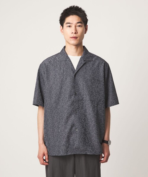 green label relaxing(グリーンレーベルリラクシング)の「リネンライク ジャガード オープンカラー 半袖 シャツ(シャツ/ブラウス・メンズ・ダークグリーン/グレー系/ネイビー・L/XL/M/S)」の11枚目の写真