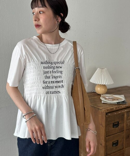 DISCOAT（ディスコート）の「シャーリングロゴTシャツ（Tシャツ/カットソー・レディース・ブラック/チャコールグレー/オフホワイト・FREE）」の14枚目の写真