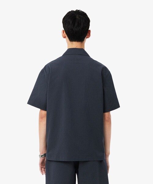 LACOSTE(ラコステ)の「オーバーサイズ シアサッカーオープンカラーシャツ(シャツ/ブラウス・メンズ・ブラック/オフホワイト・38/40/39/41)」の5枚目の写真