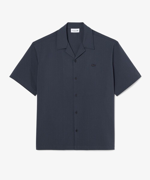 LACOSTE(ラコステ)の「オーバーサイズ シアサッカーオープンカラーシャツ(シャツ/ブラウス・メンズ・ブラック/オフホワイト・38/40/39/41)」の6枚目の写真