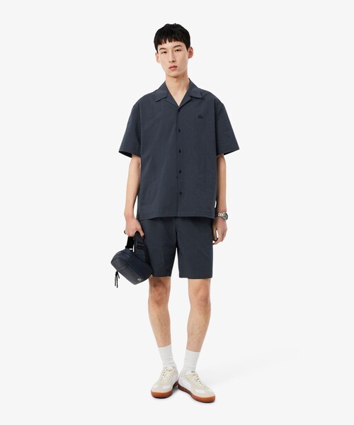 LACOSTE(ラコステ)の「オーバーサイズ シアサッカーオープンカラーシャツ(シャツ/ブラウス・メンズ・ブラック/オフホワイト・38/40/39/41)」の10枚目の写真