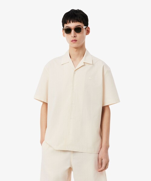 LACOSTE(ラコステ)の「オーバーサイズ シアサッカーオープンカラーシャツ(シャツ/ブラウス・メンズ・ブラック/オフホワイト・38/40/39/41)」の11枚目の写真