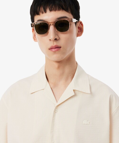 LACOSTE(ラコステ)の「オーバーサイズ シアサッカーオープンカラーシャツ(シャツ/ブラウス・メンズ・ブラック/オフホワイト・38/40/39/41)」の12枚目の写真