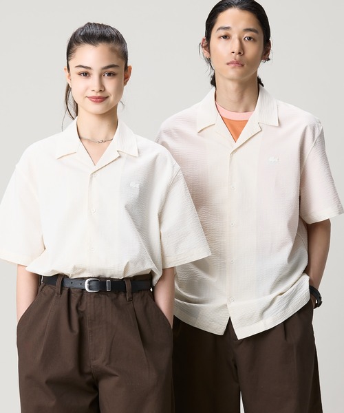 LACOSTE(ラコステ)の「オーバーサイズ シアサッカーオープンカラーシャツ(シャツ/ブラウス・メンズ・ブラック/オフホワイト・38/40/39/41)」の19枚目の写真