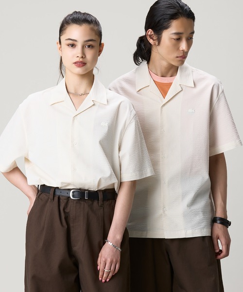 LACOSTE(ラコステ)の「オーバーサイズ シアサッカーオープンカラーシャツ(シャツ/ブラウス・メンズ・ブラック/オフホワイト・38/40/39/41)」の20枚目の写真