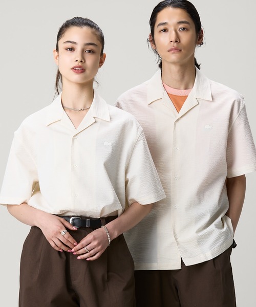 LACOSTE(ラコステ)の「オーバーサイズ シアサッカーオープンカラーシャツ(シャツ/ブラウス・メンズ・ブラック/オフホワイト・38/40/39/41)」の22枚目の写真