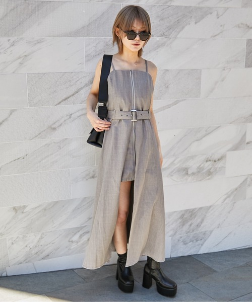GORGE(ゴージ)の「【再入荷!】《ベルト付き×フロントZIP》オールインワン/カジュアル/春夏秋/全3色(つなぎ/オールインワン・レディース・チャコール/ブラック/モカ・F)」の5枚目の写真