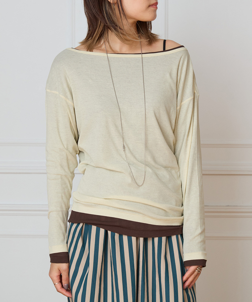 IENA LA BOUCLE(イエナラブークル)の「IENA LA BOUCLE シアーフライスプルオーバー(Tシャツ/カットソー・レディース・ブラック/イエロー/ブラウン・FREE)」の3枚目の写真