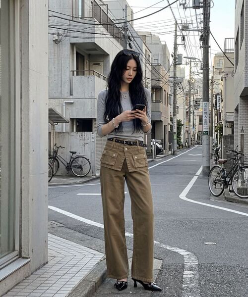 Verdnt（バーダント）の「レイヤードリブニット7部Tシャツ[グレー]（Tシャツ/カットソー・レディース・その他・FREE）」の14枚目の写真