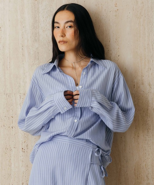 CREDONA（クレドナ）の「PAJAMA SHIRT/パジャマシャツ（シャツ/ブラウス・レディース・グレー系その他/イエロー系その他/サックスブルー・FREE）」の2枚目の写真