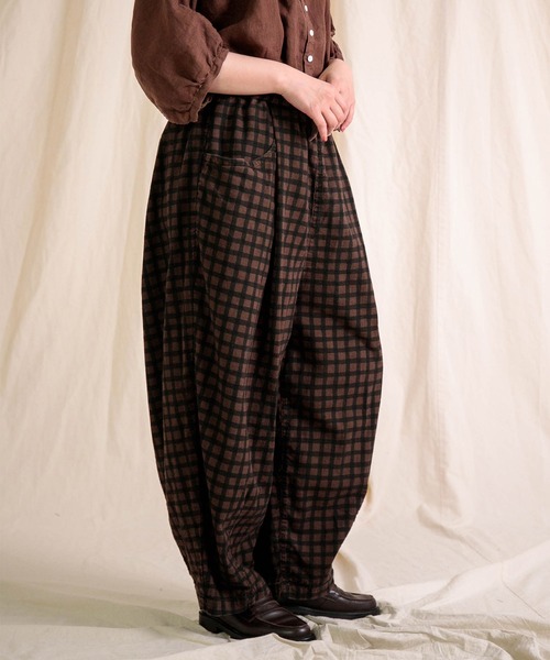 Brocante（ブロカント）の「[Brocante / ブロカント] チェックキャンバス バロンパンツ（その他パンツ・レディース・ブラック系その他/ブラウン系その他・2）」の3枚目の写真