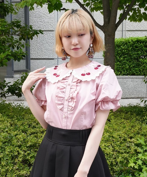 axes femme POETIQUE(アクシーズファムポエティック)の「チェリー刺繍コットンBL(シャツ/ブラウス・レディース・キナリ/ホワイト/ピンク・MEDIUM)」の15枚目の写真