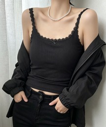 リボン付きレースカップインキャミ