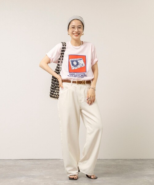 MAQWEL(マクウェル)の「【MAQWEL/マクウェル】ウォッシャブルRADIO Maqwel オープンエンドプリントTシャツ(Tシャツ/カットソー・レディース・ホワイト/ベビーピンク・FREE)」の22枚目の写真