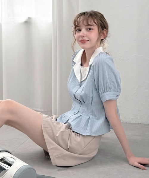 F i.n.t(フィント)の「ダブルレースアップショートパンツ/fint フィント(その他パンツ・レディース・ネイビー/ベージュ・FREE)」の4枚目の写真