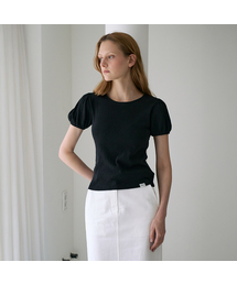 Label Point Puff T-shirt [Black]