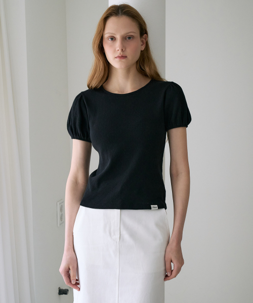 DEHEVE（デヘヴェ）の「Label Point Puff T-shirt [Black]（Tシャツ/カットソー・レディース・ブラック・OS）」の8枚目の写真