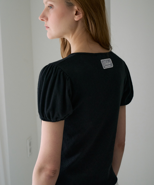 DEHEVE（デヘヴェ）の「Label Point Puff T-shirt [Black]（Tシャツ/カットソー・レディース・ブラック・OS）」の5枚目の写真