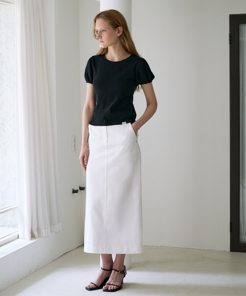 DEHEVE（デヘヴェ）の「Label Point Puff T-shirt [Black]（Tシャツ/カットソー・レディース・ブラック・OS）」の9枚目の写真