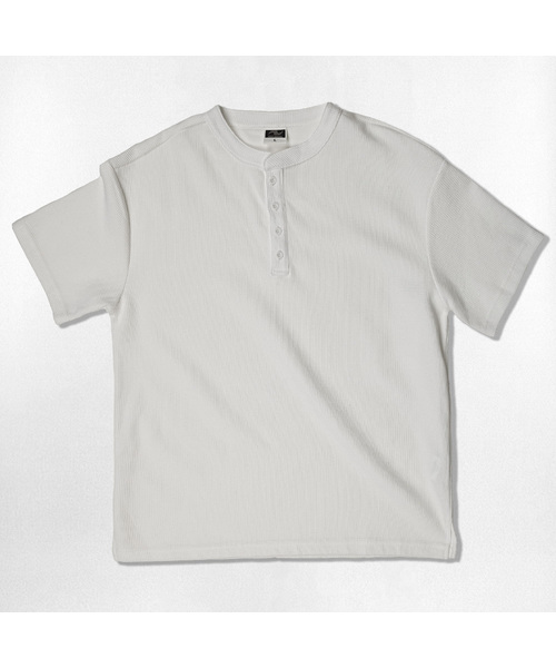 NOTUSUAL(ノットユージュアル)の「ユーズアルワッフルヘンリーネック半袖Tシャツ3カラー(Tシャツ/カットソー・レディース・ライトグレー/ホワイト/ブラック・MEDIUM/LARGE/X-LARGE)」の1枚目の写真
