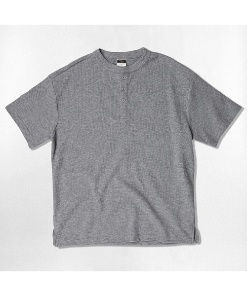 NOTUSUAL(ノットユージュアル)の「ユーズアルワッフルヘンリーネック半袖Tシャツ3カラー(Tシャツ/カットソー・レディース・ライトグレー/ホワイト/ブラック・MEDIUM/LARGE/X-LARGE)」の3枚目の写真
