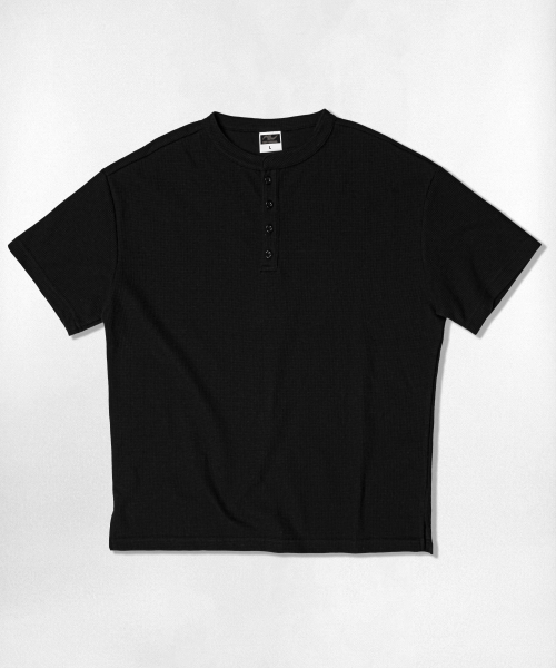 NOTUSUAL(ノットユージュアル)の「ユーズアルワッフルヘンリーネック半袖Tシャツ3カラー(Tシャツ/カットソー・レディース・ライトグレー/ホワイト/ブラック・MEDIUM/LARGE/X-LARGE)」の17枚目の写真
