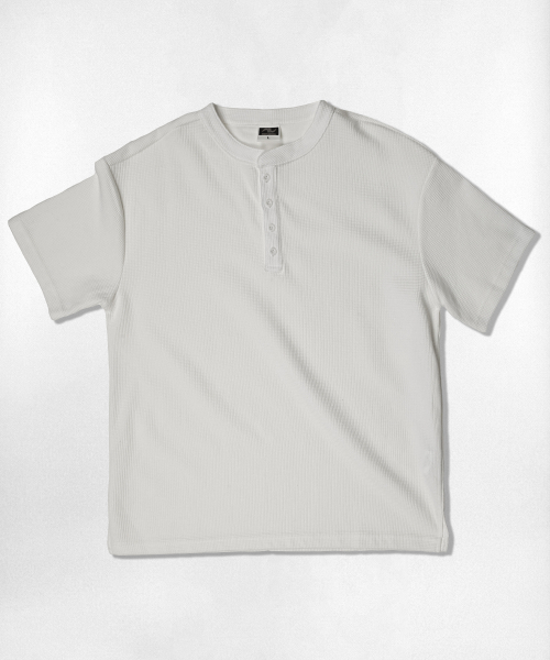 NOTUSUAL(ノットユージュアル)の「ユーズアルワッフルヘンリーネック半袖Tシャツ3カラー(Tシャツ/カットソー・レディース・ライトグレー/ホワイト/ブラック・MEDIUM/LARGE/X-LARGE)」の15枚目の写真