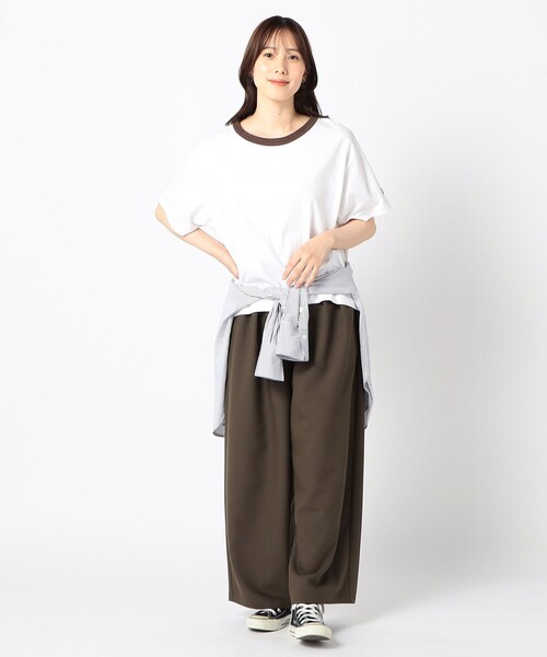 DISCUS(ディスカス)の「【DISCUS別注】 衿パイルリンガーTシャツ(Tシャツ/カットソー・レディース・ダークブラウン/ブラック/ホワイト・FREE)」の4枚目の写真