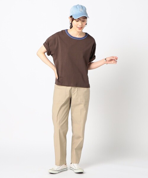 DISCUS(ディスカス)の「【DISCUS別注】 衿パイルリンガーTシャツ(Tシャツ/カットソー・レディース・ダークブラウン/ブラック/ホワイト・FREE)」の5枚目の写真