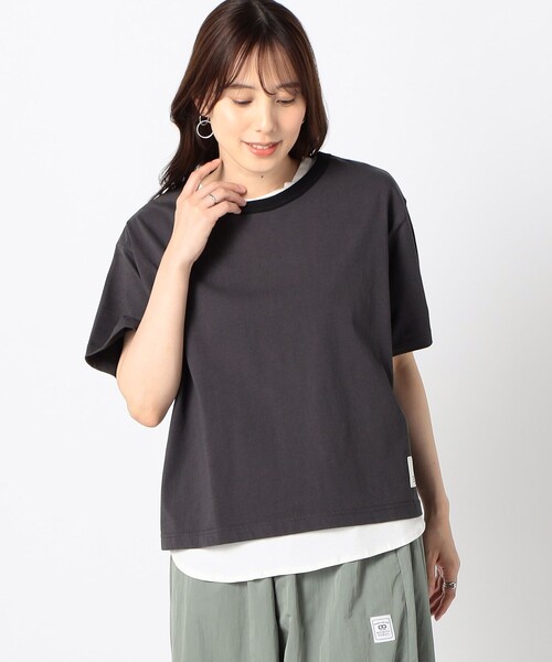DISCUS(ディスカス)の「【DISCUS別注】 衿パイルリンガーTシャツ(Tシャツ/カットソー・レディース・ダークブラウン/ブラック/ホワイト・FREE)」の9枚目の写真