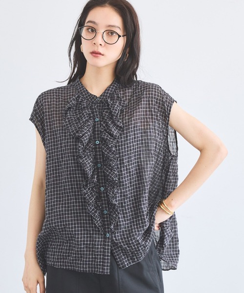 BARNYARDSTORM(バンヤードストーム)の「BARNYARDSTORM / フレンチスリーブフリルブラウス / JAPAN FABRIC【WEB限定カラー】(シャツ/ブラウス・レディース・ライトベージュ/ブラック/ブルー系その他/ブラック系その他/ホワイト系その他・FREE/S)」の20枚目の写真