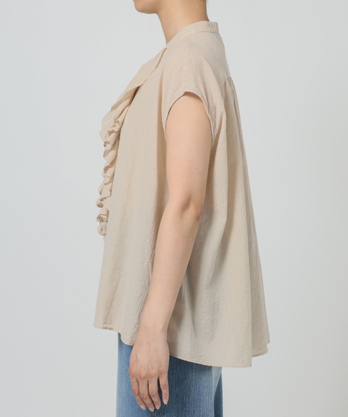 BARNYARDSTORM(バンヤードストーム)の「BARNYARDSTORM / フレンチスリーブフリルブラウス / JAPAN FABRIC【WEB限定カラー】(シャツ/ブラウス・レディース・ライトベージュ/ブラック/ブルー系その他/ブラック系その他/ホワイト系その他・FREE/S)」の9枚目の写真