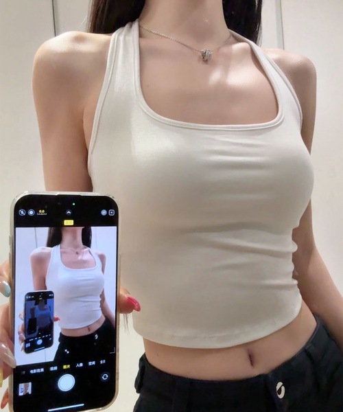 Lace Ladies(レースレディース)の「星チェーン ホルター カップ付き 背中開き ブラトップ(タンクトップ・レディース・ブルー/ブラック/グレー/ホワイト・FREE)」の2枚目の写真