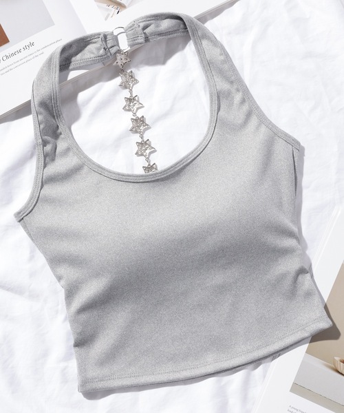 Lace Ladies(レースレディース)の「星チェーン ホルター カップ付き 背中開き ブラトップ(タンクトップ・レディース・ブルー/ブラック/グレー/ホワイト・FREE)」の13枚目の写真