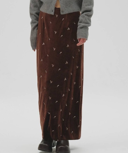 TODAYFUL(トゥデイフル)の「【TODAYFUL/トゥデイフル】Petit Flower Velour Skirt/プチフラワーベロアスカート(スカート・レディース・ブラウン/ブラック・36/38)」の1枚目の写真